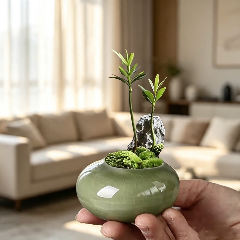 وعاء نباتات صغير بتصميم متشقق  - مراجعة Bonsai Garden Art وسعره